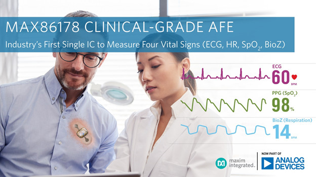 ADI推出临床级四项生命体征AFE，适用于远程病人监测设备