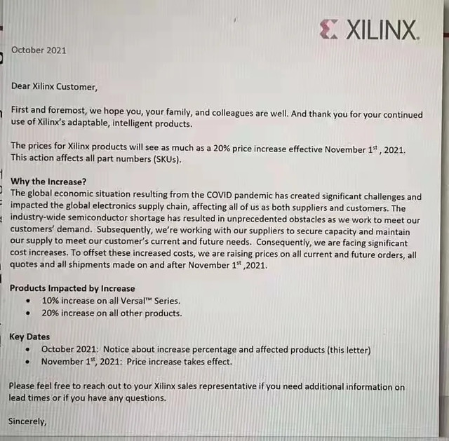 意法半导体、赛灵思再发涨价函,新一轮芯片涨价潮来袭? 意法半导体、赛灵思再发涨价函,新一轮芯片涨价潮来袭?