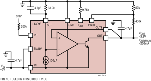 LT3093–20V、200mA、超低噪声、超高 PSRR 负线性稳压器 LT3093–20V、200mA、超低噪声、超高 PSRR 负线性稳压器