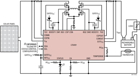 LT8491高压降压-升压电池充电 控制器具有最大功率点 跟踪(MPPT)和 I2C LT8491高压降压-升压电池充电 控制器具有最大功率点 跟踪(MPPT)和 I2C
