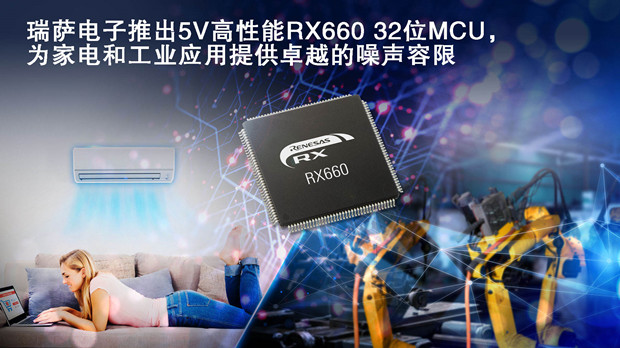 瑞萨推出5V高性能RX660 32位MCU，为家电和工业应用提供卓越的噪声容限