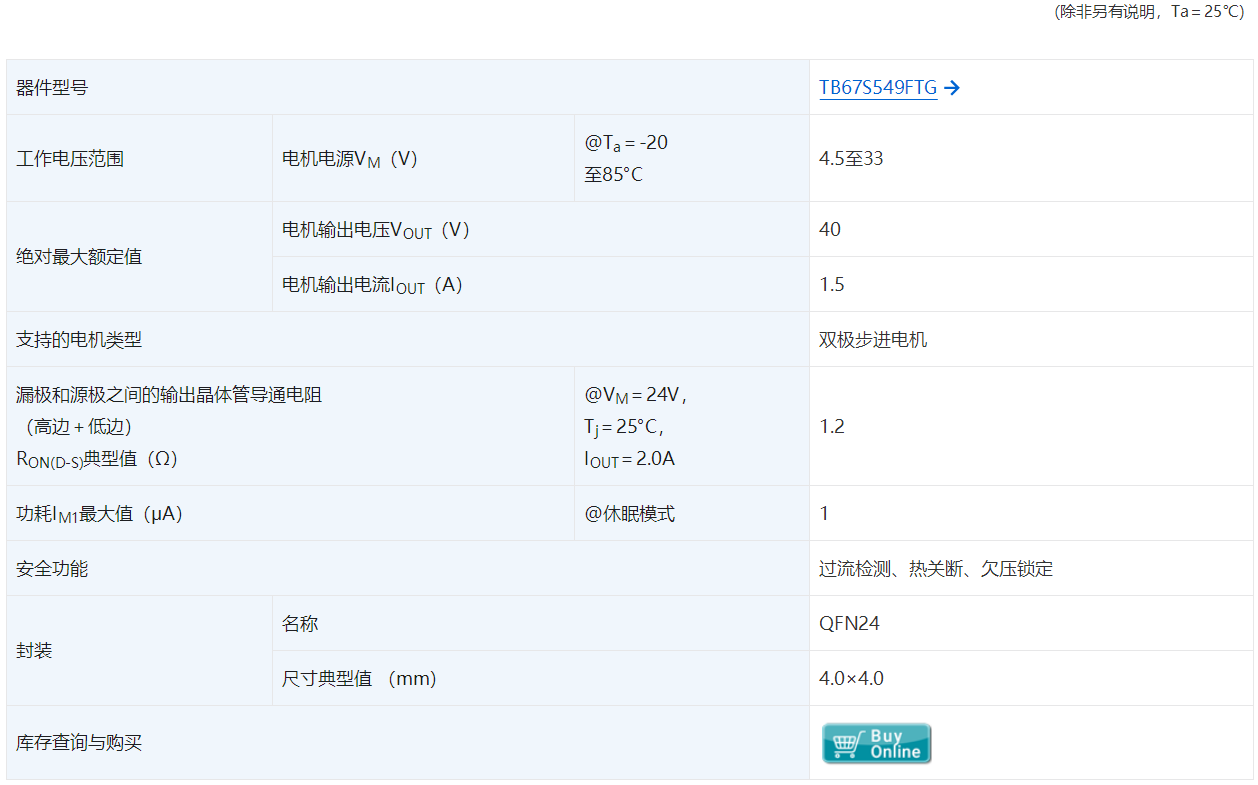东芝推出新款步进电机驱动IC，有助于节省电路板空间