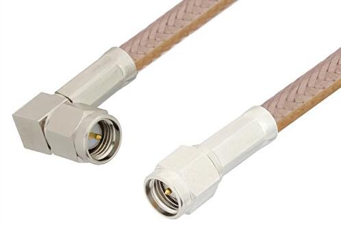 PE3003LF使用RG400同轴、RoHS的SMA公头至SMA公直角电缆