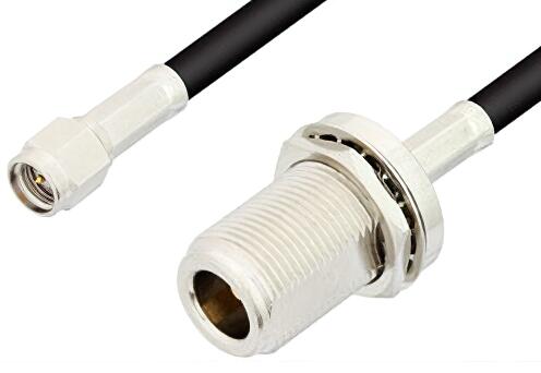 PE3013使用RG58同轴的SMA公头至N母头隔板电缆