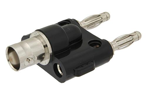 PE9008双香蕉插头至50欧姆BNC母适配器