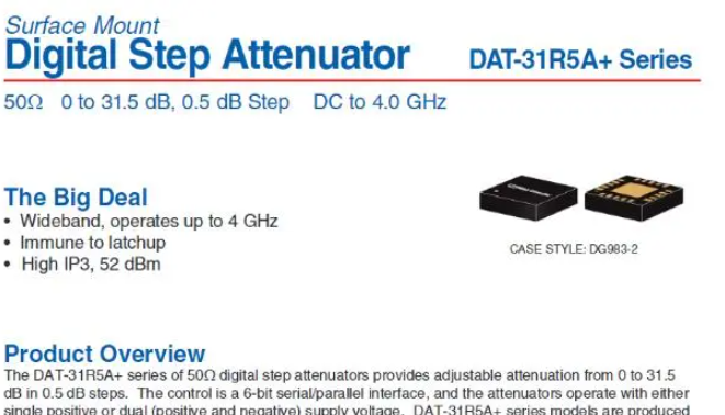 DAT-31R5A-SP+ 衰减器 详细性能参数