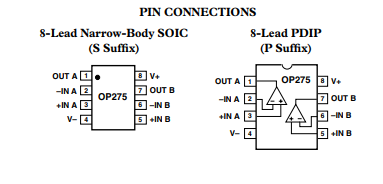 OP275GSZ-REEL7放大器功能电路原理以及引脚图