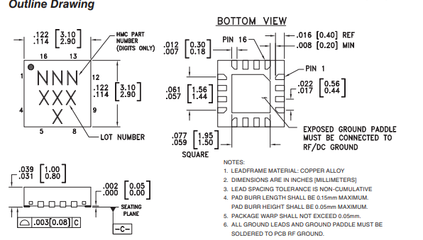 HMC493LP3ETR功能特性以及引脚图