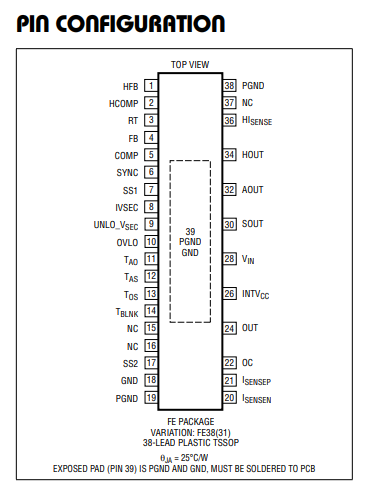 LT3752EFE#PBF亚德诺电源管理IC的功能及引脚图 LT3752EFE#PBF亚德诺电源管理IC的功能及引脚图