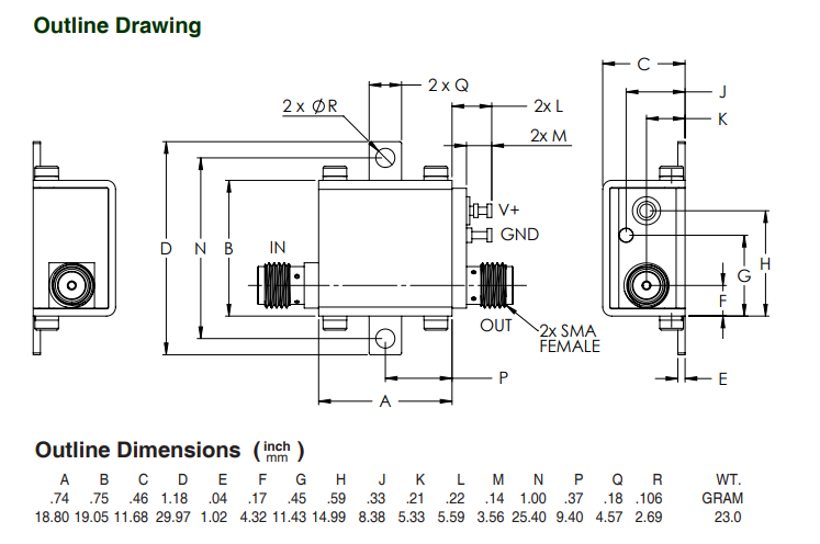 ZX60-8008E-S+低功率放大器的功能特性、引脚图及代替型号
