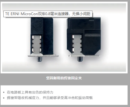 TE ERNI MicroCon双排0.8毫米连接器,无惧小间距 TE ERNI MicroCon双排0.8毫米连接器,无惧小间距