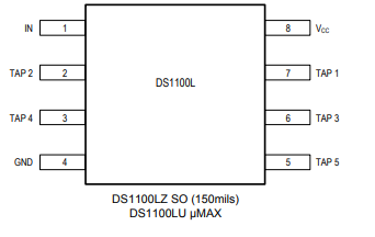 DS1100L延迟线的规格参数、特性及引脚图 DS1100L延迟线的规格参数、特性及引脚图