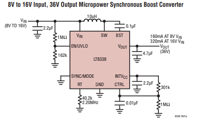 LT8338JMSE#TRPBF单片同步升压型稳压器的规格参数、特性应用及引脚图