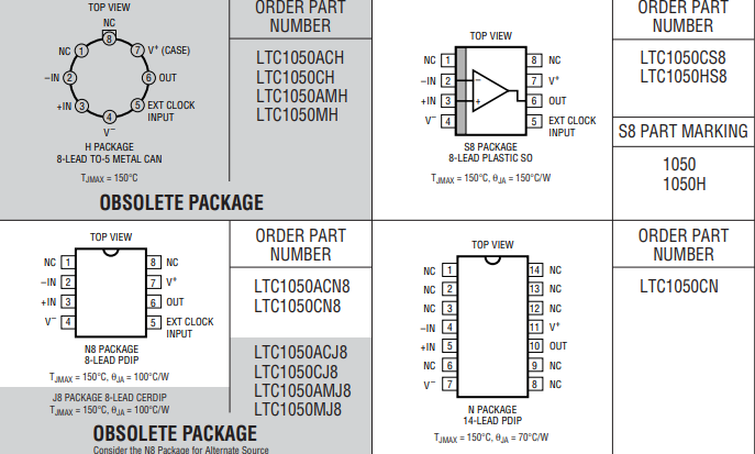 LTC1050HS8#PBF运算放大器的规格参数、特性应用及引脚图