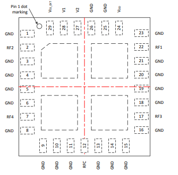 PE42543C-X射频开关的规格参数、特性及引脚图