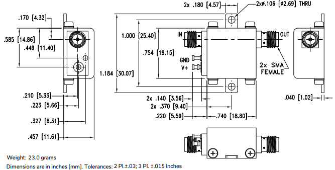 ZX60-223LPN+宽带放大器的规格参数、特性应用及尺寸图 ZX60-223LPN+宽带放大器的规格参数、特性应用及尺寸图
