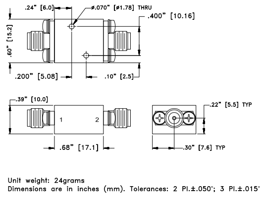 ZHFG-K3500+高通滤波器的规格参数、特性应用及尺寸图
