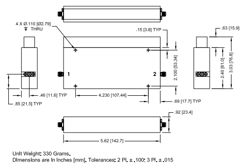ZVBP-1200-S+带通滤波器的规格参数、特性应用及尺寸图