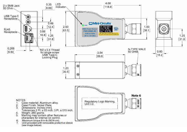 PWR-9RMS-RC功率传感器的规格参数、特性应用及尺寸图 PWR-9RMS-RC功率传感器的规格参数、特性应用及尺寸图