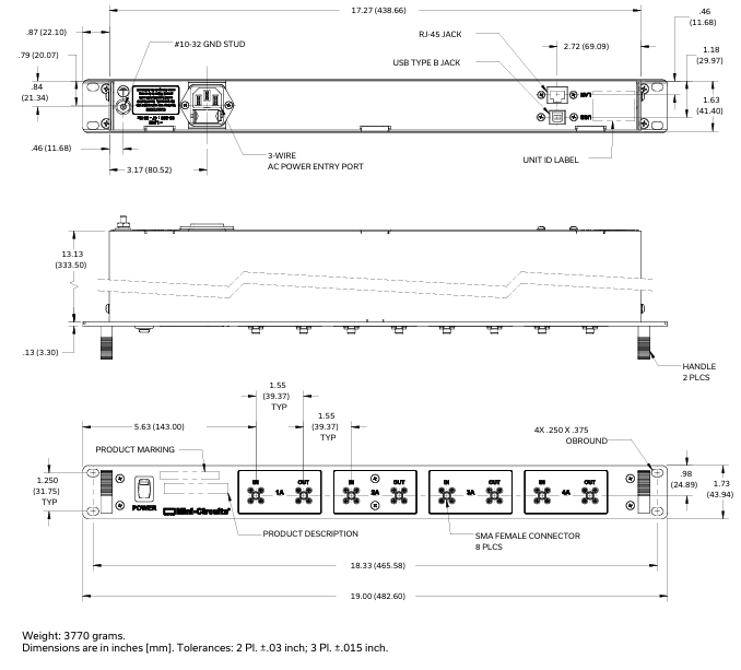 ZTDAT-4-18G63S以太网4通道衰减器的特性应用及尺寸