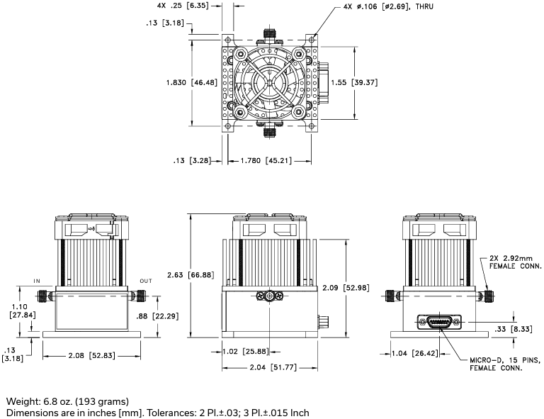 ZVA-20543VG+增益放大器的概述特性及尺寸图