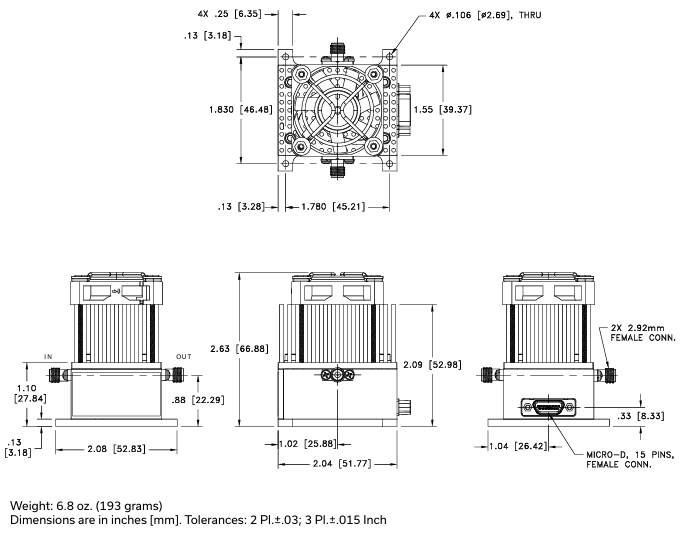 ZVA-20543TC+温度补偿放大器的特性应用及尺寸图