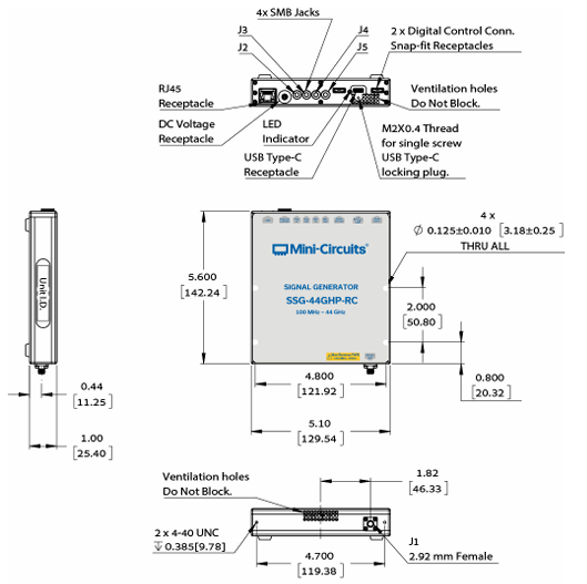 SSG-44GHP-RC宽带信号发生器的特性应用及尺寸图