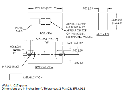 LFCN-3602+陶瓷低通滤波器的规格参数、应用及尺寸图