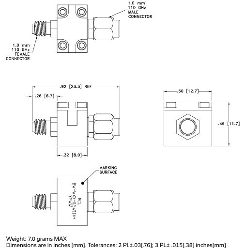 BW-W10-0.5W114+同轴衰减器的特性应用及尺寸图
