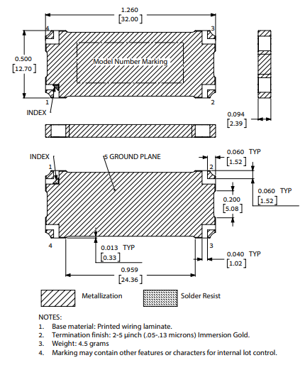 QCH-451+功率分配器的规格参数、特性应用及尺寸图