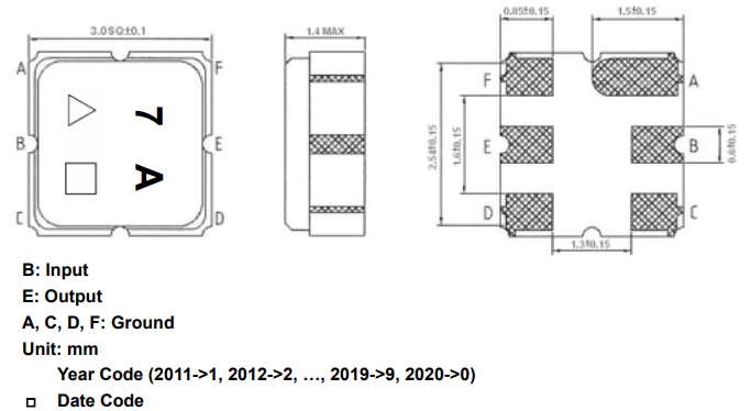 TA1612A嘉硕射频SAW滤波器芯片的详细参数信息