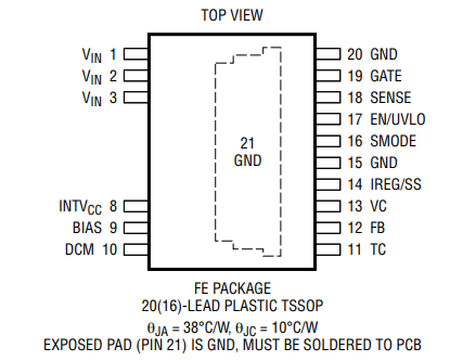 LT8316EFE#PBF同步降压DC-DC转换器管脚功能中文资料