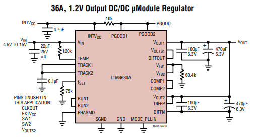 LTM4630双18A或单36A DC/DCμ模块（电源模块）稳压器