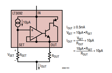 LT3092的两端电流源模式下的输出电流编程分析