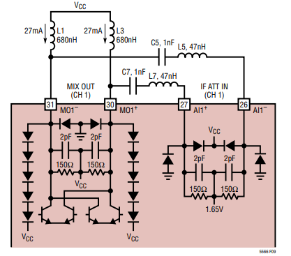 LTC5566变频混频器输出至中频 DVGA 接口分析 LTC5566变频混频器输出至中频 DVGA 接口分析