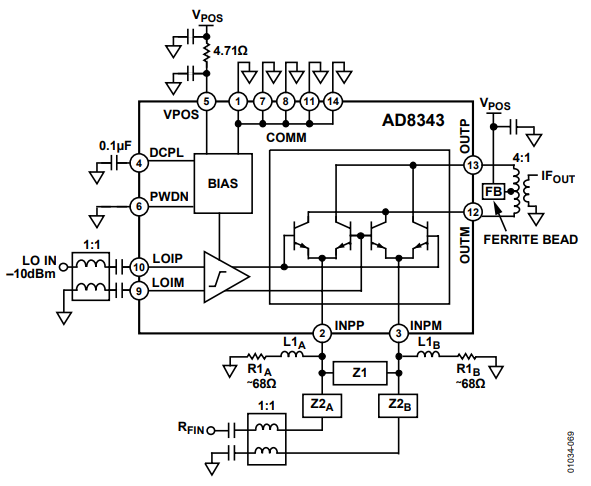 AD8343有源混频器下变频混频器应用电路分析 AD8343有源混频器下变频混频器应用电路分析