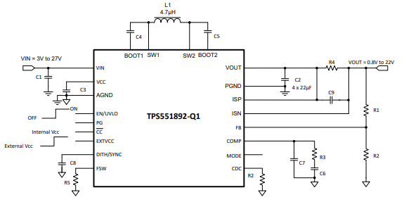 TPS551892-Q1全集成降压升压转换器是什么?在汽车中的应用在哪? TPS551892-Q1全集成降压升压转换器是什么?在汽车中的应用在哪?