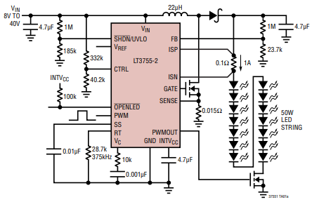 ADI(亚德诺)LT3755 DC/DC 控制器的概述及特性说明