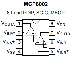 MCP6002 1 MHz,低功耗运算放大器 MCP6002 1 MHz,低功耗运算放大器