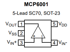 MCP6001  1 MHz，低功耗运算放大器