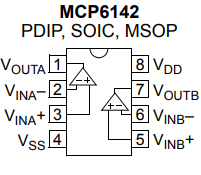 MCP6142 600 nA，非单位增益轨对轨输入/输出