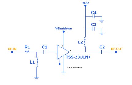 利用 TSS-23ULN+ MMIC LNA 实现 1700 至 2000 MHz 频段应用 利用 TSS-23ULN+ MMIC LNA 实现 1700 至 2000 MHz 频段应用