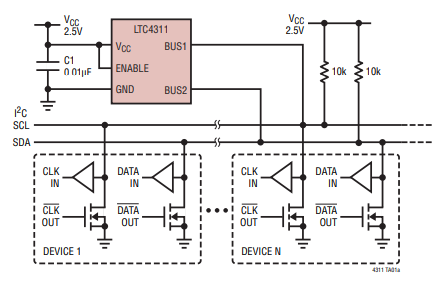 LTC4311低电压 I2C/SMBus 加速器IC的简述及特性 LTC4311低电压 I2C/SMBus 加速器IC的简述及特性